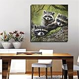 Puzzles 1000 Teile Erwachsene,65x65cm Holzpuzzle, Puzzle für Erwachsenes Lernspiel Herausforderung Spielzeug 1000 Teile Waschbär Tier Puzzles für Erwachsene Kinder