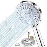 FASDUNT Duschkopf Wassersparend 【Wasserersparnis 49%】𝟱 Strahlarten mit 𝟮M Premium Schlauch aus Edelstahl & 9.5L/min Durchflussbegrenzer Hochdruck Duschbrause Wasserdrucks Erhöhung 200%