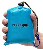 BEARZ Outdoor Decke, Reisedecke, Kompakt Picknickdecke Wasserdicht - Ultraleicht Camping Sitzunterlage Outdoor, Stranddecke Sandfrei, Kleine Campingdecke - Festival, Camping und Wandern Zubehör (Blau)