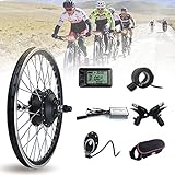 Lbxlhr E-Bike Vorderrad Conversion Kit 36V/48V 350W 500W Nabenmotor Fahrradzubehör Umbausatz,20'/24'/26'/27.5'/28'/29'/700c Vorderrad Elektrofahrrad Umbausatz mit LCD7U Display(36V/350W,700C)