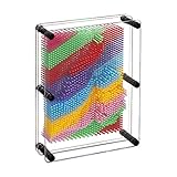 Relaxdays 3D Nagelbild Pinart, Retro Nagelspiel, 15x20cm, 3D-Abdruck, Schreibtisch-Deko, Nagelbrett Pinpressions, bunt