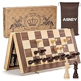 ASNEY Magnetisches Schachspiel, 38x38cm-Schachbrett-Brettspielset Aus Holzstaunton Mit Handgefertigter Schachfigur Und Aufbewahrungsfächern Für Erwachsene