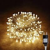 Gresonic 100/200/300/400er Led Lichterkette Strombetrieben mit Stecker Außen und Innen für Hochzeit Weihnachten Party Warmweiß (Warmweiss, 200LED)