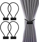 VEGCOO 4 Stück Magnetische Gardinen Raffhalter, Schwarz Gardinen Halter mit Magneten, Vorhang Halter Raffhalter für Gardinenklammern Vorhänge Zuhause, Büro, Dekoration