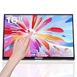 Akntzcs Touchscreen Portable Monitor 16 Zoll 1920 x 1200P Tragbarer Monitor IPS Bildschirm, Externer USB Typ-C Bildschirm für PC Laptop Telefone Computer Ras Pi, Integrierter Ständer【Aufgerüstet】