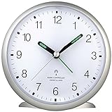 TFA Dostmann 60.1506 Funk-Wecker, leises Sweep Uhrwerk, gut ablesbare Ziffern, mit Funkuhr, 5,2 x 11 x 10,7 cm, silber, Kunststoff