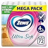 Zewa Ultra Soft - 72 Rollen - Das erste Toilettenpapier mit Strohanteil - 4lagig