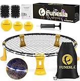 Funeslaball Outdoor Spieleset, Beleuchtetes Roundnet Spieleset Team Games bestehend aus Lichtleiste, Spielnetz & Wettkampfnetz, 3 Bällen, Kordelzug, Ballpumpe, Spiel für Garten, Strand, Park, drinnen