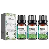 BIO Melissenöl Ätherisches Öl, Naturreines Ätherisches Zitronenmelisse Öl für Guten Schlaf, Aromatherapie, Entspannung, Aroma Diffuser, Duftlampe, Melissa Oil (3PC)