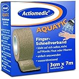 ACTIOMEDIC wasserabweisender, elastischer Schnellverband, selbstklebend I Abreißbare Bandage in Blau/Hautfarben I Hypoallergenes Klebeband, 3cm x 7m