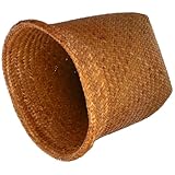 BAZEITFLOW Handgefertigter Rattan Abfallkorb Mittelgroß Robust Langlebig Glatte Oberfläche Pflegeleicht Vielseitiger Flechtkorb Für Haushalt Aufbewahrung Sundries Storage Holder