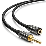 deleyCON 20m Stereo Audio Verlängerungskabel - 3,5mm Klinke Buchse zu Stecker - aux Kabel mit Metallstecker - Schwarz