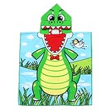 LOORGVEL Kapuzenbadetuch Atmungsaktives Superfeines Mikrofaser Badetuch mit Cartoon Motiv Schnelltrocknend Hautfreundlich Weiches Badetuch für Kleinkinder