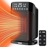 YASHE Heizlüfter 1800W, Elektrischer Heizkörper mit 75 ° Oszillation, Energiesparend und Leise, PTC Keramik-Heizung mit Thermostat, Überhitzungs- & Kippschutz, 24 Std. Timer, Tragbar mit Fernbedienung