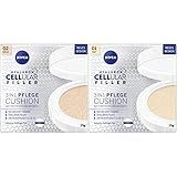 NIVEA 3in1 Anti-Age Pflege Kissen für natürliche Tönung und Feuchtigkeit, 15 g, 02 Mittel & 3in1 Anti-Age Pflege Kissen für natürliche Tönung und Feuchtigkeit, Für Helle Hauttypen, 15 ml