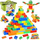 iKidiki Duplo ab 2 3 4 5 6 Jahre, Großen bausteine Set Kinderspielzeug ab 3-6 Jahre Junge Mädchen Duplo Steine Lernspielzeug mit Box Geschenk für Kinder