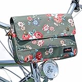 Tourbn wasserdichte Leinwand Fahrradtaschen Fahrradtasche Lenkertasche Blumenmuster Grün, 25 * 18 * 6cm (T-TB193CA-FL)
