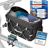 Valkental® Fahrrad Rahmentasche [Innovativer Adapter] Wasserfeste Oberrohrtasche mit Schnellspanner für Ebike, Rennrad & MTB [Viel Platz] Fahrradtasche Rahmen Handy – Handytasche mit sensibler Folie