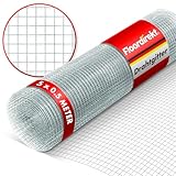 Floordirekt Drahtgitter feinmaschig - Maschenweite 6,3 mm - verzinkt - 50cm Höhe x 5m Länge - Rolle extra lang - Metallgitter als Volierendraht, Kaninchendraht, Wühlmausgitter für Hochbeet im Garten