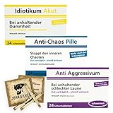 Scherztabletten im 3er Set, Tabletten als Geburtstagsgeschenk. Idiotikum Akut, Anti Chaos, Anti Aggressivum. Spaß, gute Laune, Mann und Frau. Erfurth Fun® Schoko Drops