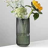 Hey_you Glasvase, Nordische minimalistische kristallklare Blumenvase Dekorative Vase Säulenvase Blumenarrangement Ornamente für Home Office Dekor, Geschenk für Hochzeit, Einweihungsparty, Grau