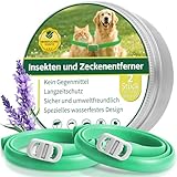 2 Pcs Floh Zeckenhalsband für Katzen & Hunde | Bis zu 16 Monate Langzeitschutz | Natürlicher Floh- und Zeckenschutz | Wasserdichter Verstellbares (Grün, Universal)