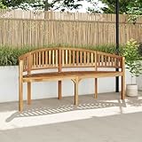 QJBSAVVA Bananenbank aus massivem Teakholz 180 cm Länge Gartenbank mit wasserbasiertem Finish Wetterbeständig & Langlebig für Terrasse Balkon und Wohnzimmer