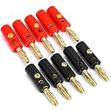10 Pcs Bananenstecker Jack High End Bananenstecker Lautsprecher Bananenschraubkopf löt- oder schraubbar vergoldet Banana-Steckverbinder Audio Lautsprecher Terminal für Lautsprecherkabel Verstärker