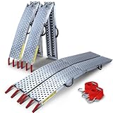 VOUNOT 2 x Faltbare Auffahrrampe, Laderampen 800 kg max Faltrampe für Motorrad, Anhänger, Rasenmäher, Rasentraktor, 196 x 22 x 4cm