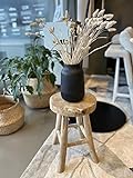 Rustikaler Teakholz Sitzhocker rund 30x42 cm Beistelltisch massiv Shabby Vintage Schemel Pflanzenhocker Blumenständer rustikal Teak