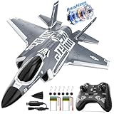 DEERC F35 4 Kanal Brushless RC Flugzeug für Erwachsene, ferngesteuertes Flugzeug, EDF Kampfjet, 2,4 GHz, 6 Achsen Gyro Stabilisator, EPP RTF, einfach zu fliegen für fortgeschrittene Spieler