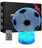 Fussball Geschenke Jungen Kinder Mädchen,3D Fußball Nachtlicht für Kinder Optische Täuschung Lampe mit Fernbedienung 16 Farben, Geschenke für Sport Fußballfans [Energieklasse G]