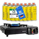 Magnum® Gaskocher mit 8 Kartuschen 227 g - Campingkocher mit Gaskartuschen mit Piezozündung - GaskocherCamping