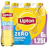 Lipton Ice Tea Zero Mango, Zuckerfreier Eistee mit Mango Geschmack, EINWEG (6 x 1.25 l)