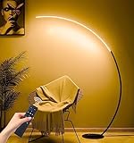 Aanyhoh LED Stehlampe Wohnzimmer Dimmbar Bogenlampe, 25W Modern Stehleuchte mit Fernbedienung, 3 Farbtemperatur & Memory-Funktion, Stehlampen Schwarz Leselampe für Sofa/Büro Schlafzimmer, H:165cm