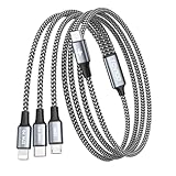 RAVIAD 100W USB C auf Multi USB Kabel [1.2M] 3 in 1 Ladekabel mit E-Mark Chip Schnellladekabel USB C auf USB C[100W]+Micro[10W]+Lightning[27W] für iPhone 15/14, Galaxy S24/S23, MacBook Pro/Air, Pad