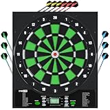 Cyeelife Elektronische Dartscheibe,Dartboard mit 12 Darts,24 Pro Flights 50 Pfeilspitzen und Zubehör,Batterie/Adapter/deutsch-English 3-Sprachenwechse,Dart für 1 bis 8 Spieler