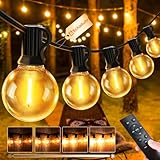 JEYMORKEY Lichterkette Led Außen Strom Outdoor - 30M 100FT G40 Glühbirnen Garten Beleuchtung Balkon Lichterketten Aussen IP44 Wetterfest Pavillon String Lights mit Fernbedienung für Terrasse Party