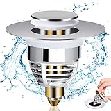Diboniur Stöpsel Waschbecken, Universal POP UP Waschbeckenstöpsel, Vollmetall Abflussstopfen Waschbecken für Badewanne, Küche, Waschtisch (Ablaufloch Blende 32-41 mm)