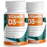 Vitamin D3 VEGAN 1000 IE - 730 Tabletten - Vitamin D3 optimal hochdosiert - für Immunsystem, Knochen & Zähne - ohne unerwünschte Zusatzstoffe - laborgeprüft mit Zertifikat - 2x365 Tabletten