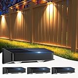 Solar-Zaunleuchten für den Außenbereich - 3-seitige solarbetriebene Außenleuchten mit IP65 Wasserschutz für Garten, Terrasse, Zaun, Treppen und Wege (4er Pack)