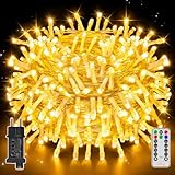 Ollny LED Lichterkette außen 20m 200LED, Lichterketten Strombetrieben mit Fernbedienung und Timer, 8 Modi IP44 Wasserdicht Warmweiß für aussen und innen Garten Hochzeit Party