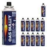 Gas Bullet ® Gaskartusche 227g passend für Gaskocher und Geräte mit Bajonett-Ventil Anschluss (MSF-1a) | Propan/Butan | Ideal für Camping/Outdoorküchen/Notfälle (12)