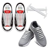 Homer No Tie Shoelaces für Kinder und Erwachsene Wasserdichte Silikon flache elastische Sportlauf Schnürsenkel mit Multicolor für Sneaker Stiefel Brettschuhe und Freizeitschuhe, Adult Size White, Adult Size