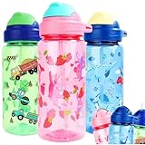 MHwan Trinkflasche Kinder, 600ml Robuste und Bruchsichere, Trinkflasche Auslaufsicher Kinder mit Strohhalm, Schöne Kinder Wasserflasche Geeignet für Schule Reisen, Tragbare Trinkflasche Kind, BPA-Frei