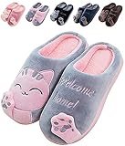 JACKSHIBO Hausschuhe Damen Winter Plüsch Pantoffeln Herren Warm Filzpantoffeln Frauen Bequeme Slippers Unisex Grau 38/39 EU