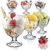 KADAX Eisbecher Glas Set, Eisschalen, Dessertgläser mit Fuß, Eisgläser, Dessertschalen für Eiscreme, Desserts, Obst, Vorspeise, Cocktails, Dessertgläser, Eiscremegläser (6, 300 ml)