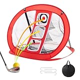 VEVOR Golf-Chipping-Netz, Pop-Up-Übungsnetz, Tragbares Schlaghilfenetz für Drinnen & Draußen, mit Zielscheibe & Tragetasche, für Schwungtraining im Hinterhof, Rot