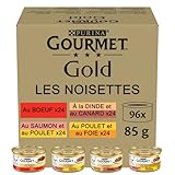 PURINA Gourmet Gold Zarte Häppchen in Sauce Katzenfutter nass, Sorten-Mix, 96er Pack (96 x 85g)