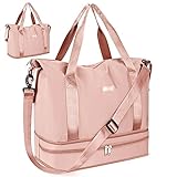 Sporttasche Faltbare Reisetasche mit Schuhfach und Nassfach, CS COSDDI Wasserabweisende Weekender Gym Travel Bag Handgepäck Tasche Trainingstasche für Damen Herren